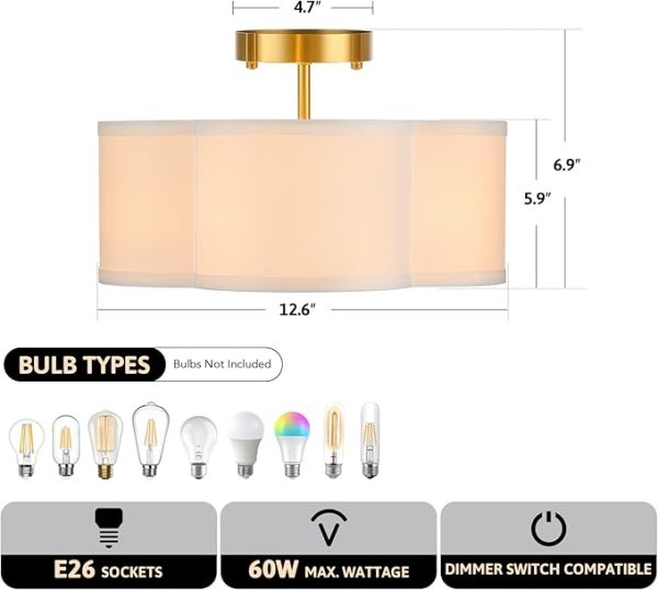 13'' Drum Modern Semi Flush Mount Light for Bedroom 4