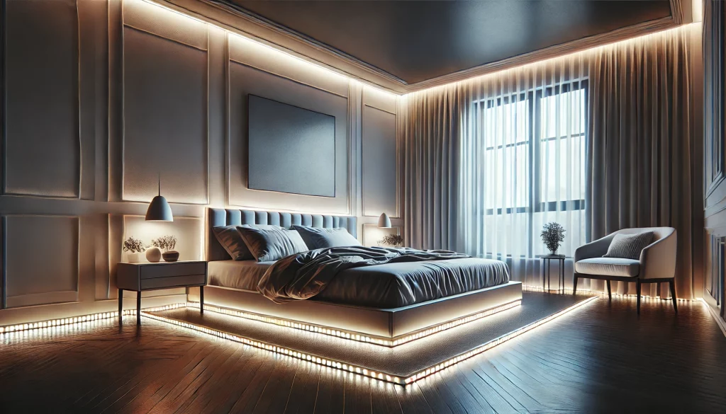 Bedroom With LED Strip Lights - 06