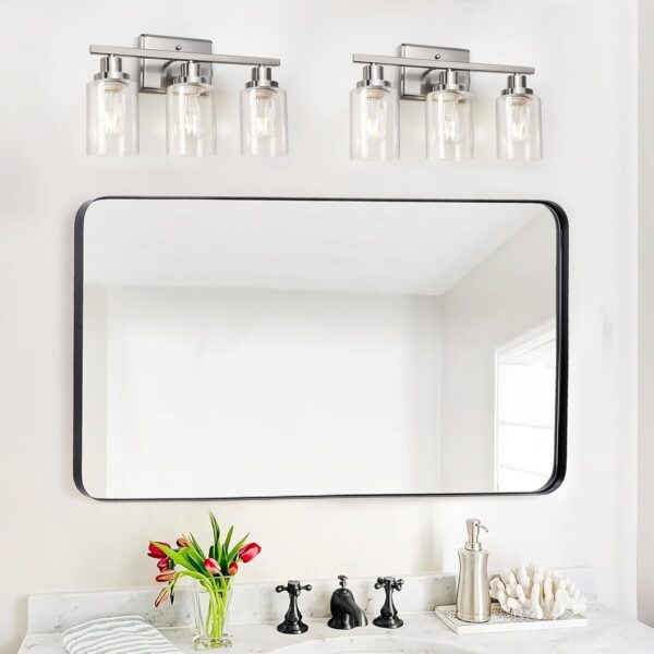 Clear Glass Shade Modern Wall Lighting Fixture bathroom