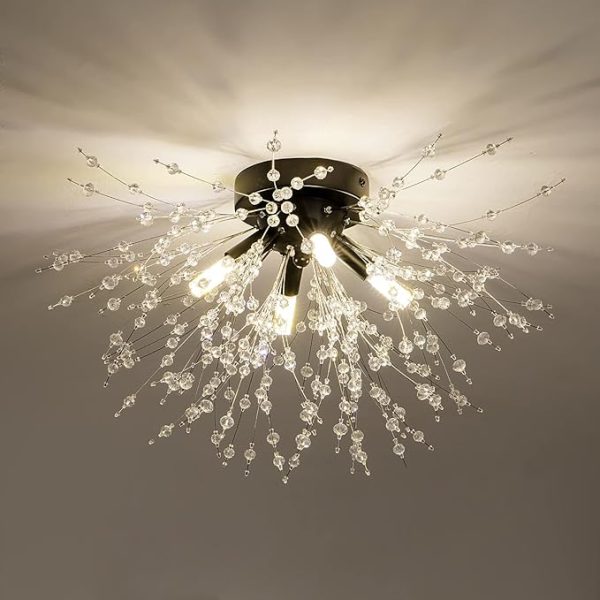 Crystal Flush Mount Light with Sputnik Firework Design 1