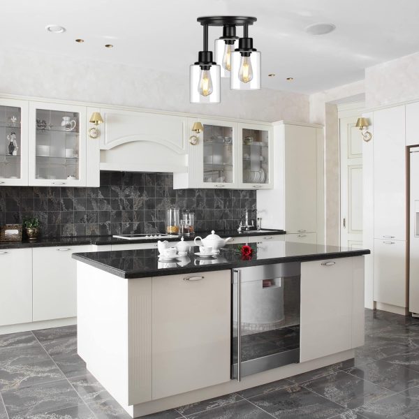 Elegant Clear Glass Light Fixtures kitchen area