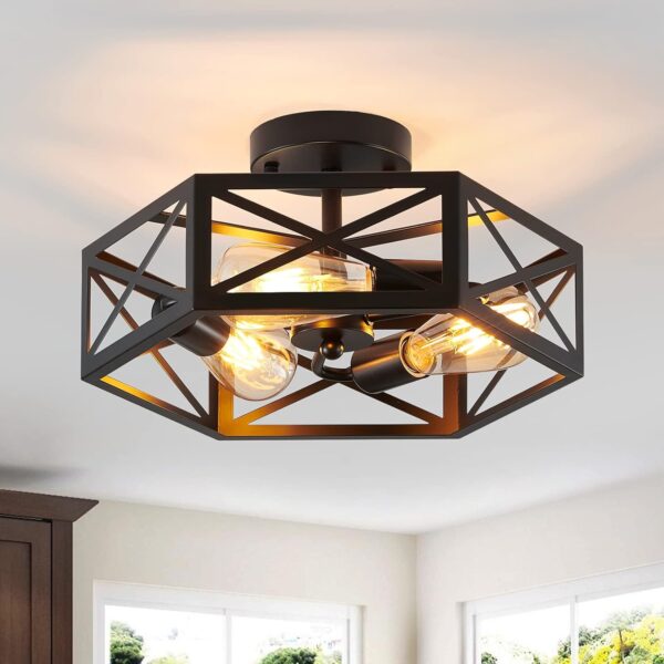 Industrial Ceiling Fixture with Rustic Modern Charm