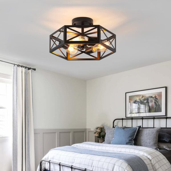 Industrial Ceiling Fixture with Rustic Modern Charm bedroom