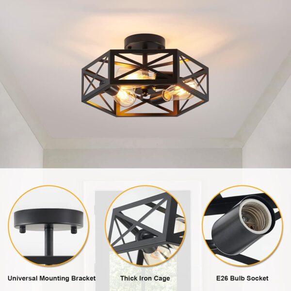 Industrial Ceiling Fixture with Rustic Modern Charm detail