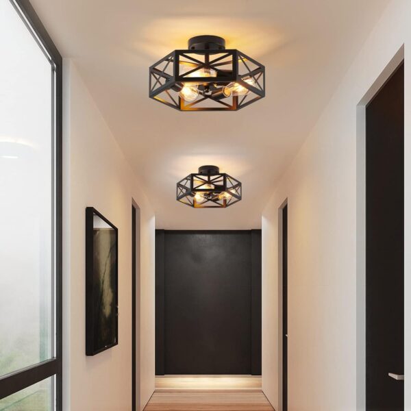 Industrial Ceiling Fixture with Rustic Modern Charm hallway