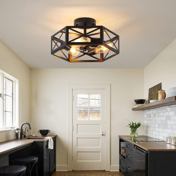 Industrial Ceiling Fixture with Rustic Modern Charm kitchen