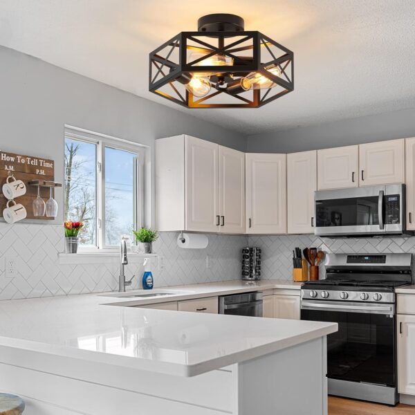 Industrial Ceiling Fixture with Rustic Modern Charm kitchen area