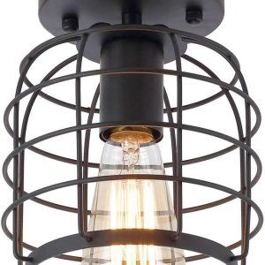 Metal Cage Vintage Mount Light Fixture