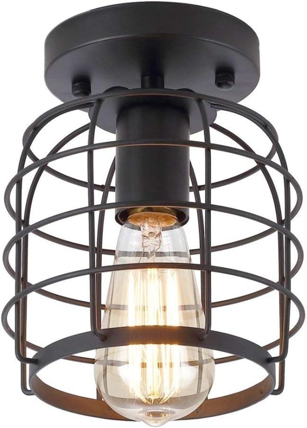 Metal Cage Vintage Mount Light Fixture