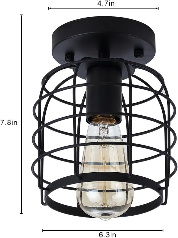 Metal Cage Vintage Mount Light Fixture dimension