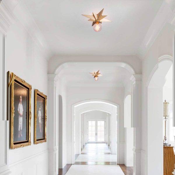 Modern Brass Star Ceiling Light Fixture hallways