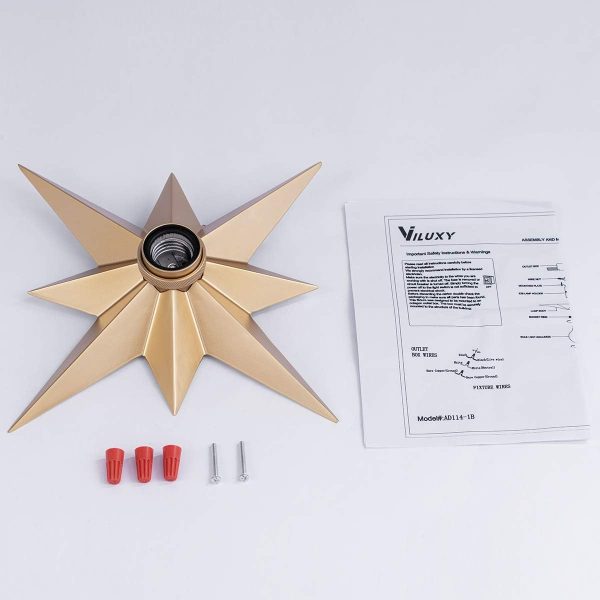 Modern Brass Star Ceiling Light Fixture package