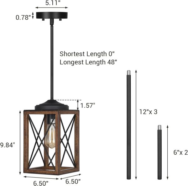 Modern Pendant Hanging Light Fixture with Adjustable Pipes dimension