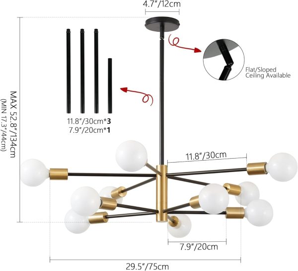 Modern Sputnik Adjustable Fixture Light dimension