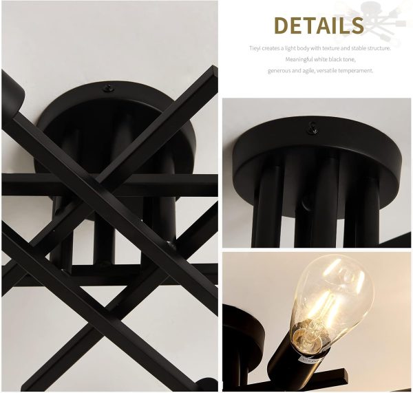 Modern Sputnik Light Fixture with E26 Bulb Base details